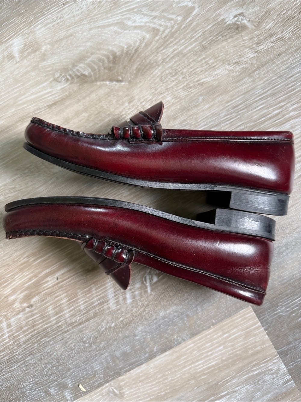 G.H. Bass & Co. Women's Burgundy Leather Penny Loafers - Picture 4 of 6